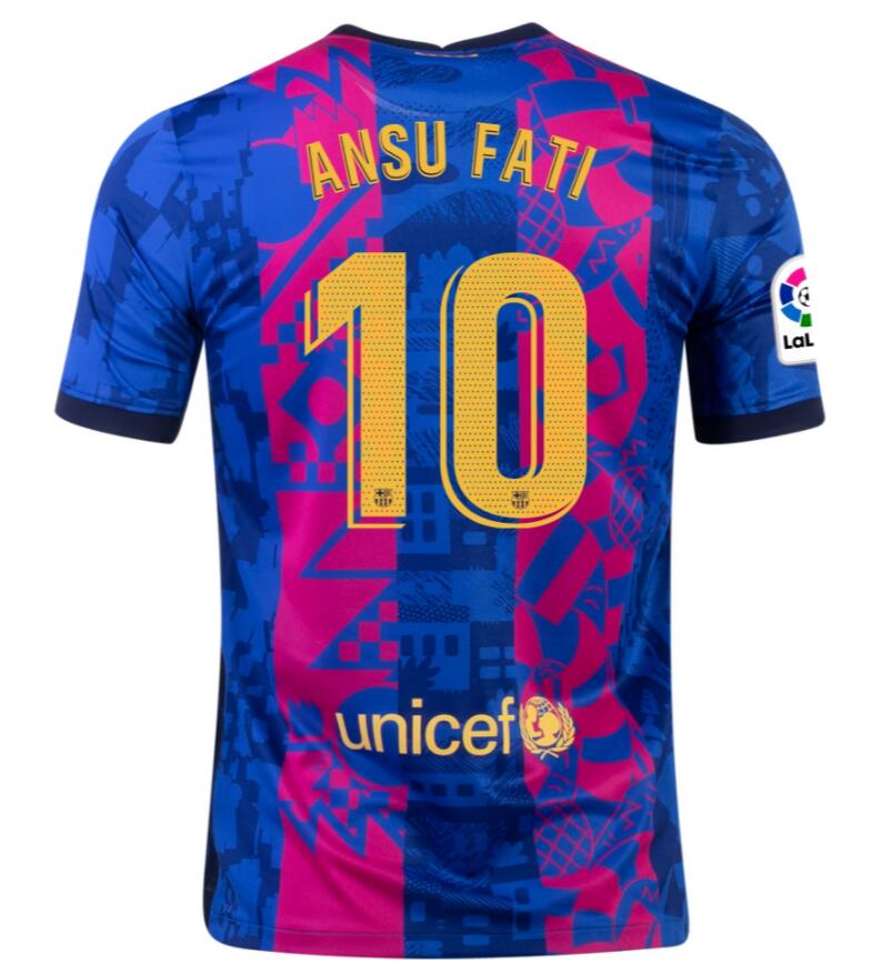 2021/22 Barcelona Football Kit Third Soccer Jersey with ANSU FATI 10 printing